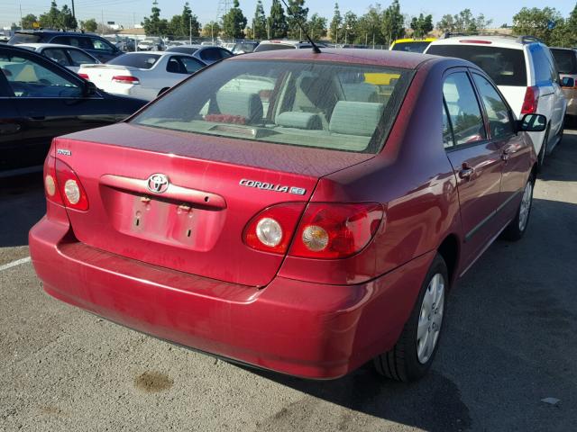 JTDBR32E370127344 - 2007 TOYOTA COROLLA CE RED photo 4