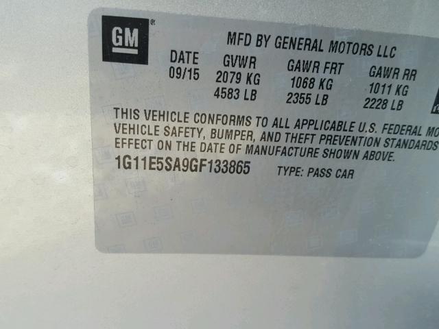 1G11E5SA9GF133865 - 2016 CHEVROLET MALIBU LIM SILVER photo 10