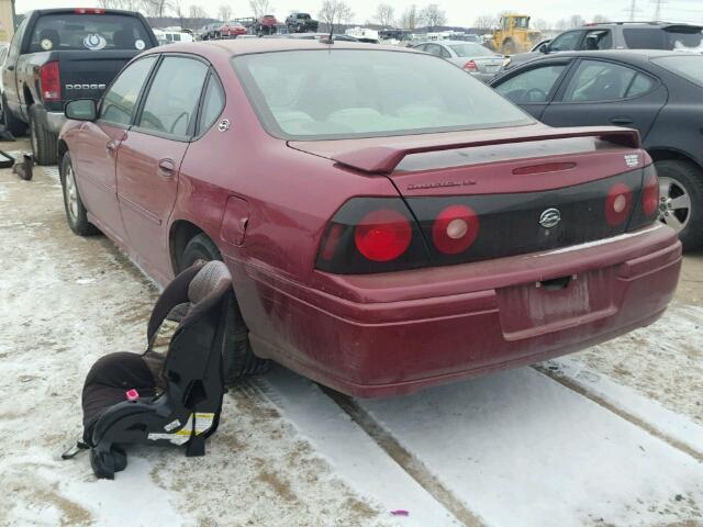 2G1WH55K459235405 - 2005 CHEVROLET IMPALA LS RED photo 3