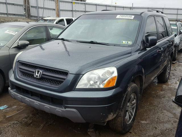 2HKYF18414H510557 - 2004 HONDA PILOT EX BLUE photo 2