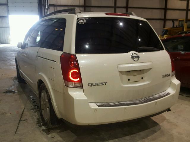 5N1BV28U35N124220 - 2005 NISSAN QUEST S WHITE photo 3