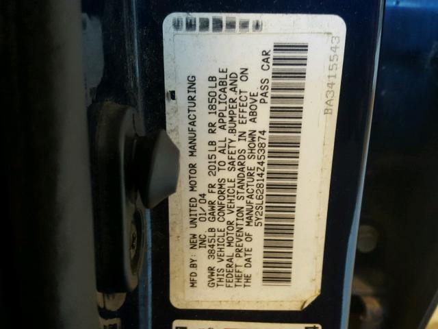 5Y2SL62814Z453874 - 2004 PONTIAC VIBE BLUE photo 10