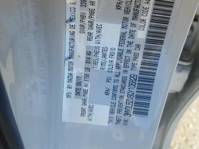 3MYDLBZV8GY106829 - 2016 TOYOTA SCION IA WHITE photo 10