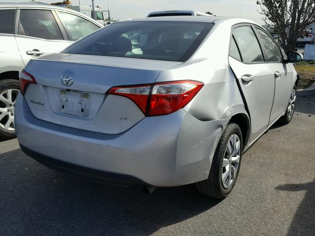 5YFBURHE7FP332162 - 2015 TOYOTA COROLLA L SILVER photo 4