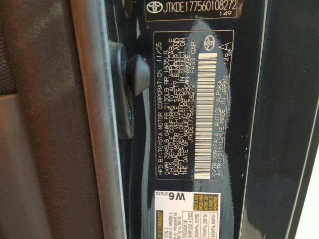 JTKDE177560108272 - 2006 TOYOTA SCION TC 黑色 照片 10