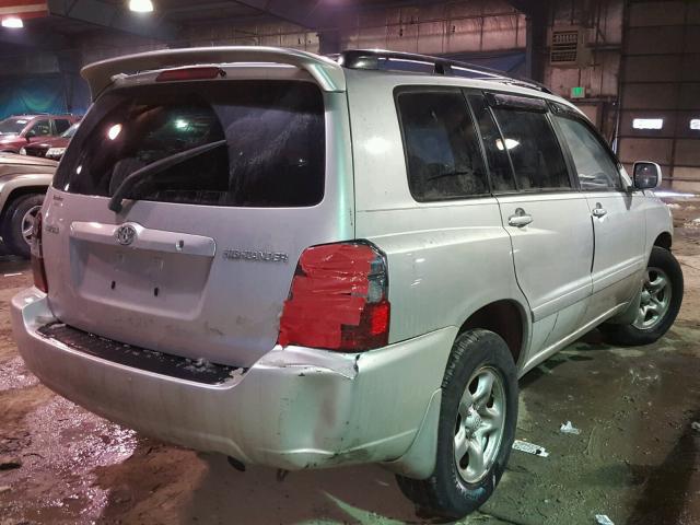 JTEGD21A740104122 - 2004 TOYOTA HIGHLANDER SILVER photo 4