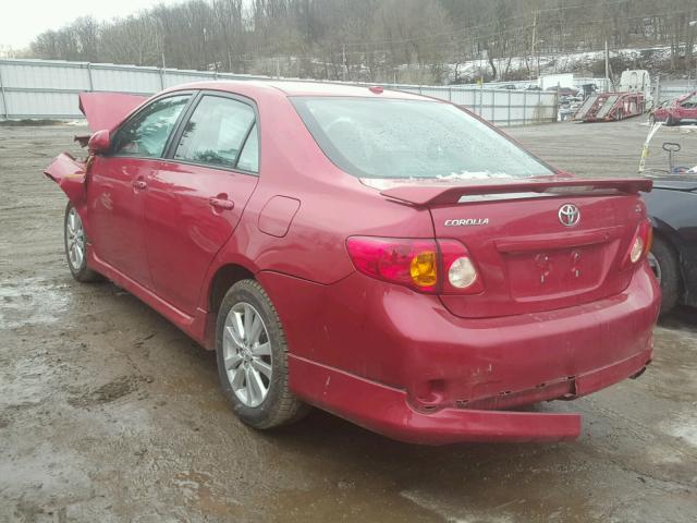 2T1BU40E29C139582 - 2009 TOYOTA COROLLA BA RED photo 3