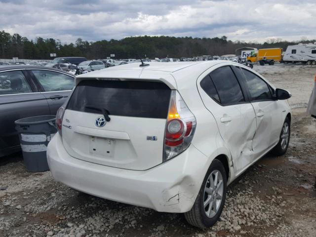 JTDKDTB35C1519887 - 2012 TOYOTA PRIUS C WHITE photo 4