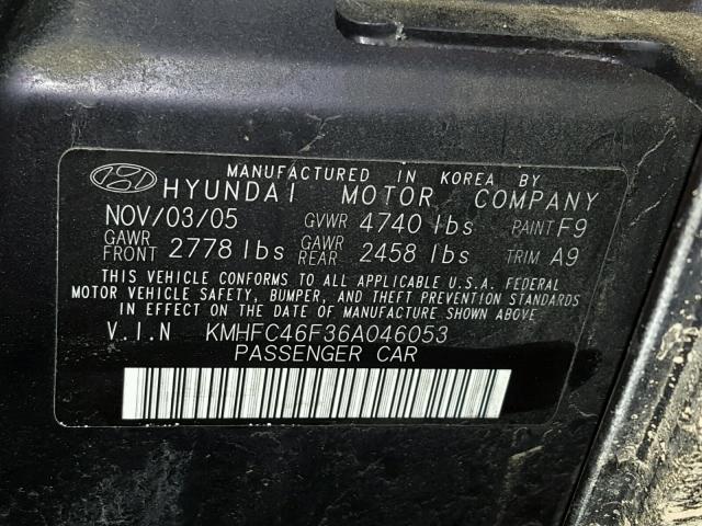 KMHFC46F36A046053 - 2006 HYUNDAI AZERA SE PURPLE photo 10