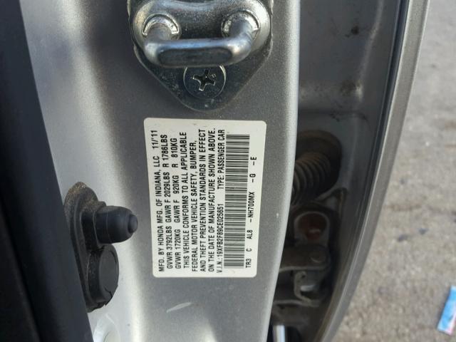 19XFB2F89CE025651 - 2012 HONDA CIVIC EX Gümüş foto 10