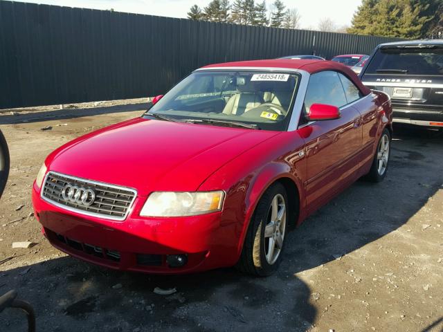 WAUAC48H55K009377 - 2005 AUDI A4 1.8 CAB RED photo 2