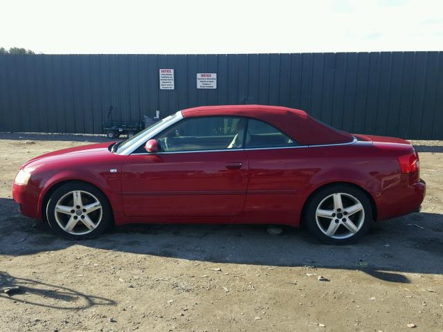 WAUAC48H55K009377 - 2005 AUDI A4 1.8 CAB RED photo 9