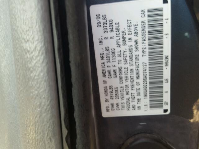 19UUA66296A074127 - 2006 ACURA 3.2TL CHARCOAL photo 10