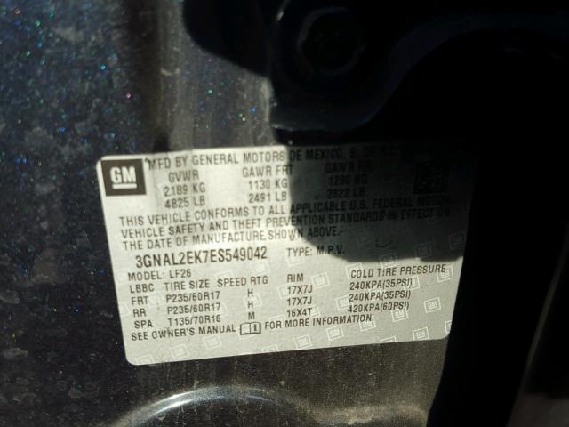 3GNAL2EK7ES549042 - 2014 CHEVROLET CAPTIVA LS 蓝色 照片 10
