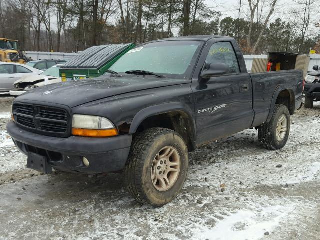 1B7GG26X71S296408 - 2001 DODGE DAKOTA BLACK photo 2