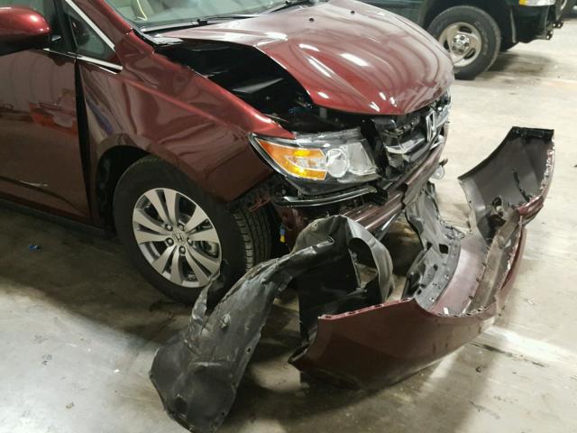 5FNRL5H60GB117660 - 2016 HONDA ODYSSEY EX MAROON photo 9