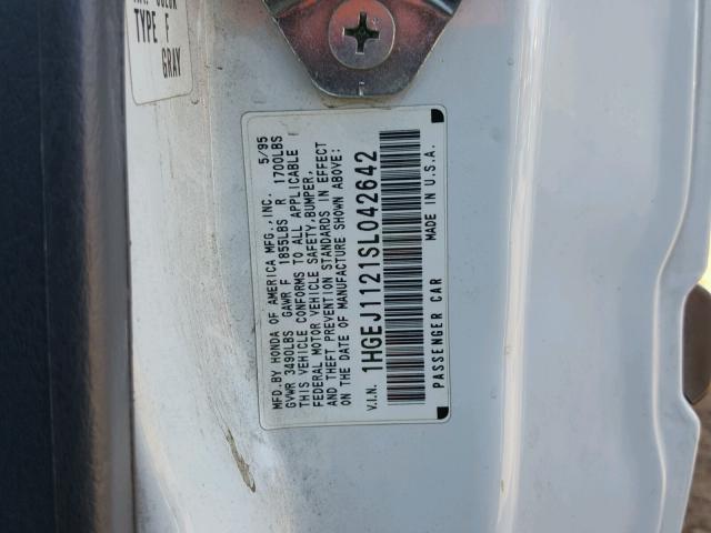 1HGEJ1121SL042642 - 1995 HONDA CIVIC EX თეთრი ფოტო 10