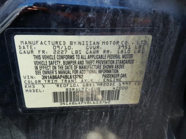 3N1AB6AP4BL613762 - 2011 NISSAN SENTRA 2.0 BLACK photo 10