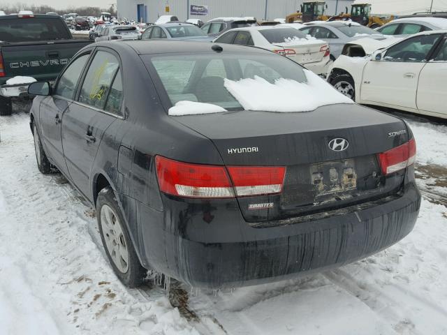 5NPET46C07H272941 - 2007 HYUNDAI SONATA GLS BLACK photo 3