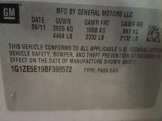 1G1ZE5E19BF399572 - 2011 CHEVROLET MALIBU LTZ 银色 照片 10