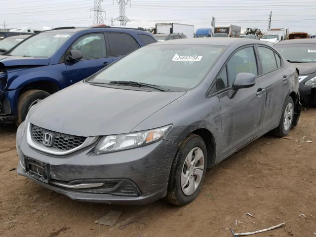 19XFB2F57DE099447 - 2013 HONDA CIVIC LX GRAY photo 2