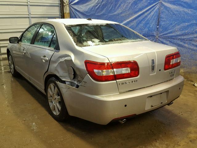 3LNHM28T27R653324 - 2007 LINCOLN MKZ SILVER photo 3