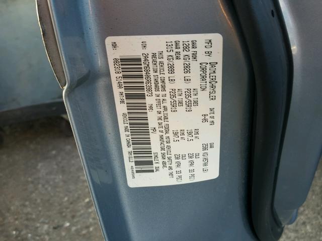 2A4GM68406R639873 - 2006 CHRYSLER PACIFICA T BLUE photo 10