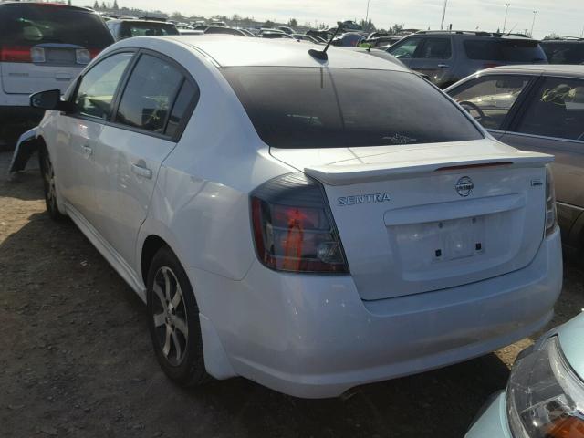 3N1AB6AP3CL617416 - 2012 NISSAN SENTRA 2.0 WHITE photo 3