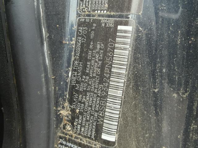 WBSBL93424PN56707 - 2004 BMW M3 BLACK photo 10