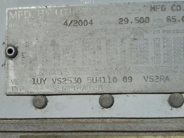 1UYVS25305U411009 - 2005 UTILITY TRAILER WHITE photo 10