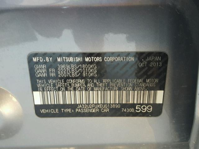 JA32U2FUXEU013890 - 2014 MITSUBISHI LANCER ES/ GRAY photo 10