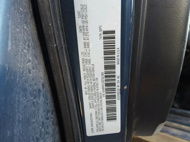 4S4BP61C287347960 - 2008 SUBARU OUTBACK 2. BLUE photo 10