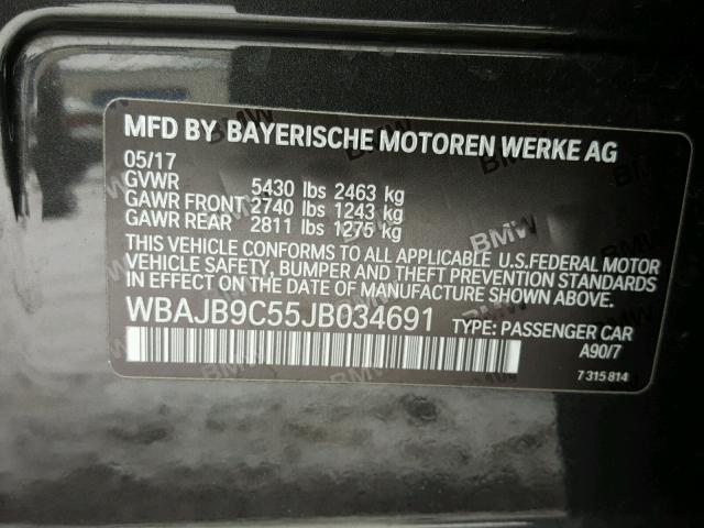 WBAJB9C55JB034691 - 2018 BMW M550XI BLACK photo 10