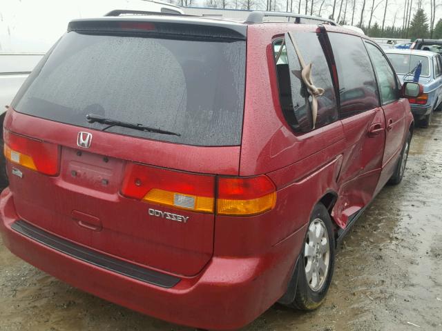 5FNRL18984B044293 - 2004 HONDA ODYSSEY EX RED photo 4