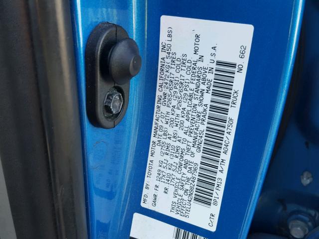 5TELU42N98Z487969 - 2008 TOYOTA TACOMA DOU BLUE photo 10