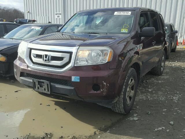 5FNYF4H25BB088952 - 2011 HONDA PILOT LX MAROON photo 2