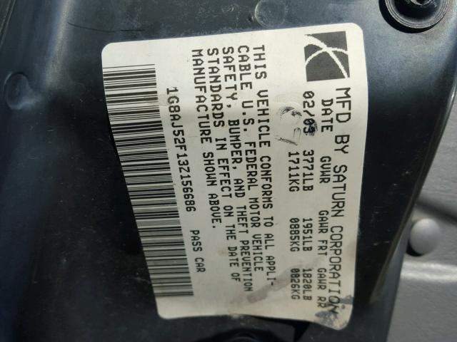 1G8AL55F07Z110598 - 2007 SATURN ION LEVEL 灰色 照片 10