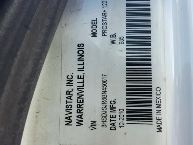 3HSDJSJR8BN450617 - 2011 INTERNATIONAL PROSTAR أبيض صورة 10