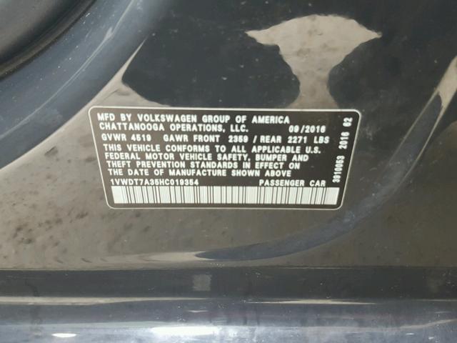 1VWDT7A35HC019354 - 2017 VOLKSWAGEN PASSAT R-L GRAY photo 10