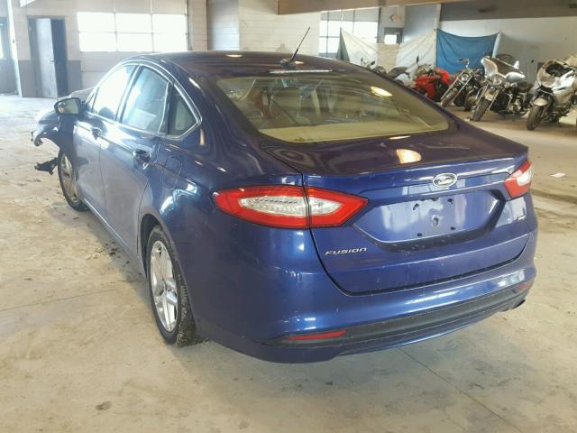 3FA6P0H76DR256680 - 2013 FORD FUSION SE BLUE photo 3