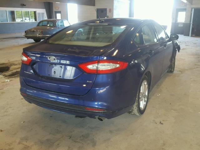 3FA6P0H76DR256680 - 2013 FORD FUSION SE BLUE photo 4