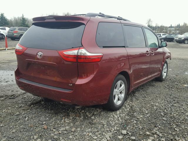 5TDKK3DC7FS585593 - 2015 TOYOTA SIENNA LE RED photo 4