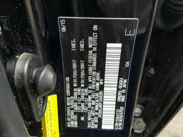 JTEBU5JR0F5268285 - 2015 TOYOTA 4RUNNER SR BLACK photo 10