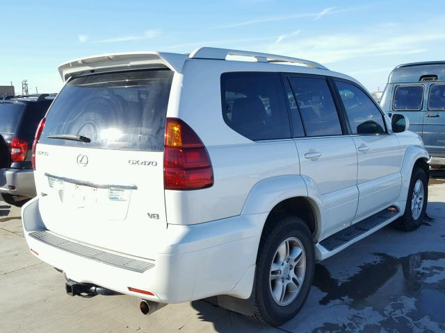 JTJBT20XX40060671 - 2004 LEXUS GX 470 WHITE photo 4