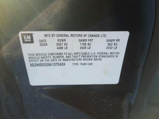 2G2WS522841375424 - 2004 PONTIAC GRAND PRIX Qara foto 10