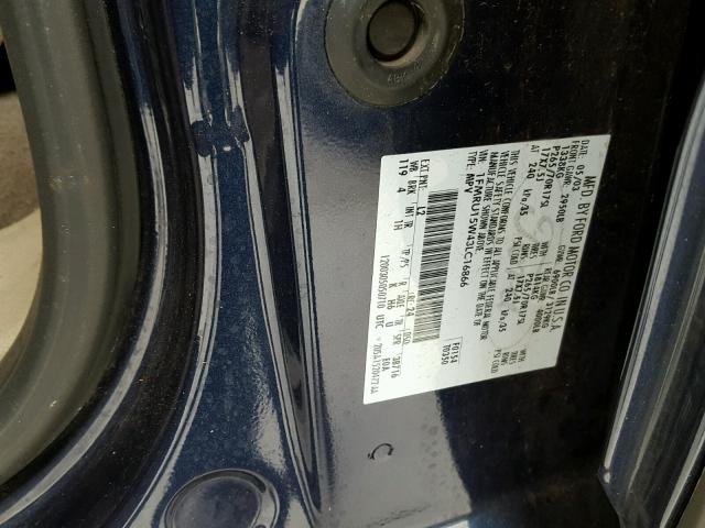 1FMRU15W43LC16866 - 2003 FORD EXPEDITION BLUE photo 10