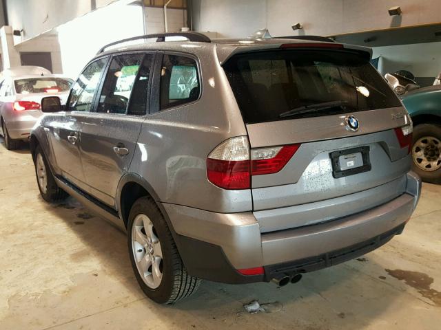 WBXPC93438WJ20685 - 2008 BMW X3 3.0SI GRAY photo 3