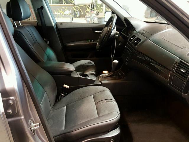 WBXPC93438WJ20685 - 2008 BMW X3 3.0SI GRAY photo 5