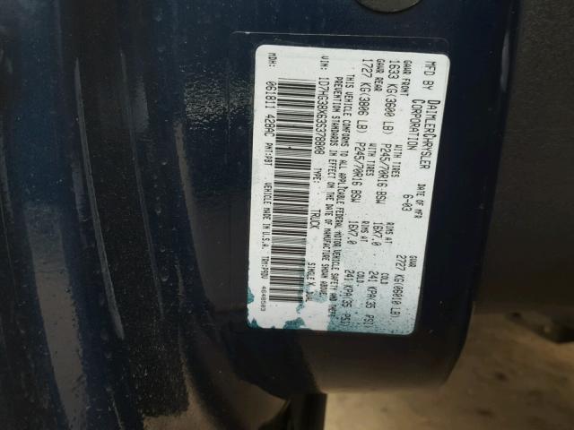 1D7HG38X63S378808 - 2003 DODGE DAKOTA QUA BLUE photo 10