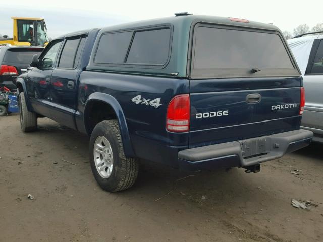 1D7HG38X63S378808 - 2003 DODGE DAKOTA QUA BLUE photo 3